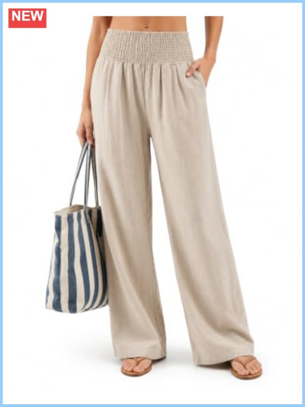 Women's Tall Wide Leg Cotton Palazzo Pants with Pockets